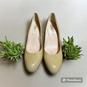 LK Bennett sledge patent taupe platform heel size 38